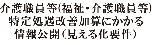 介護職員等(福祉・介護職員等)特定処遇改善加算にかかる情報公開（見える化要件）